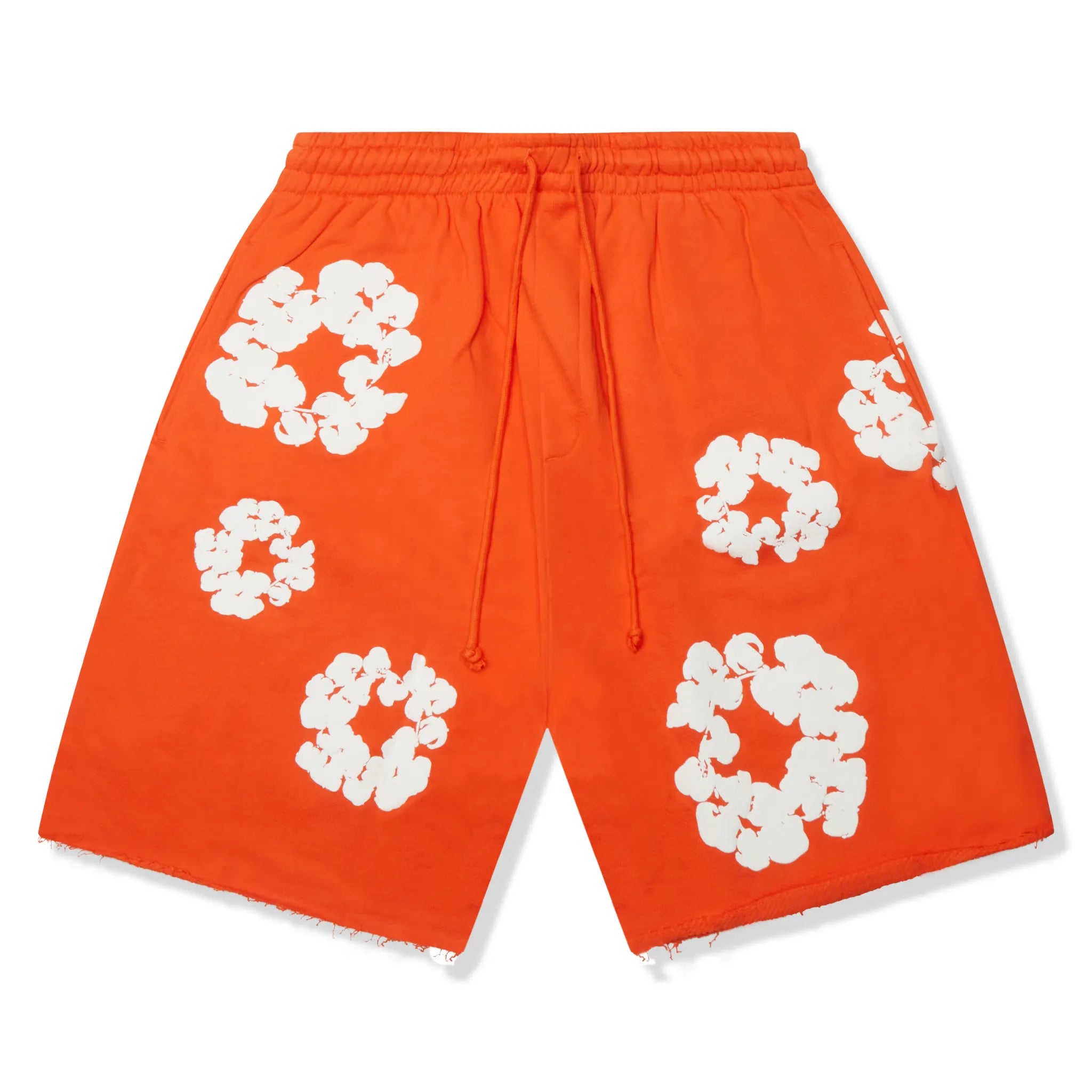 Front view of Denim Tears The Cotton Wreath Orange Shorts